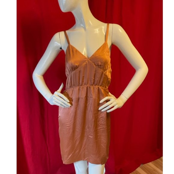 J Crew Serenade Hammered Silk Dress Size 4 Orange Coral - Picture 2 of 6